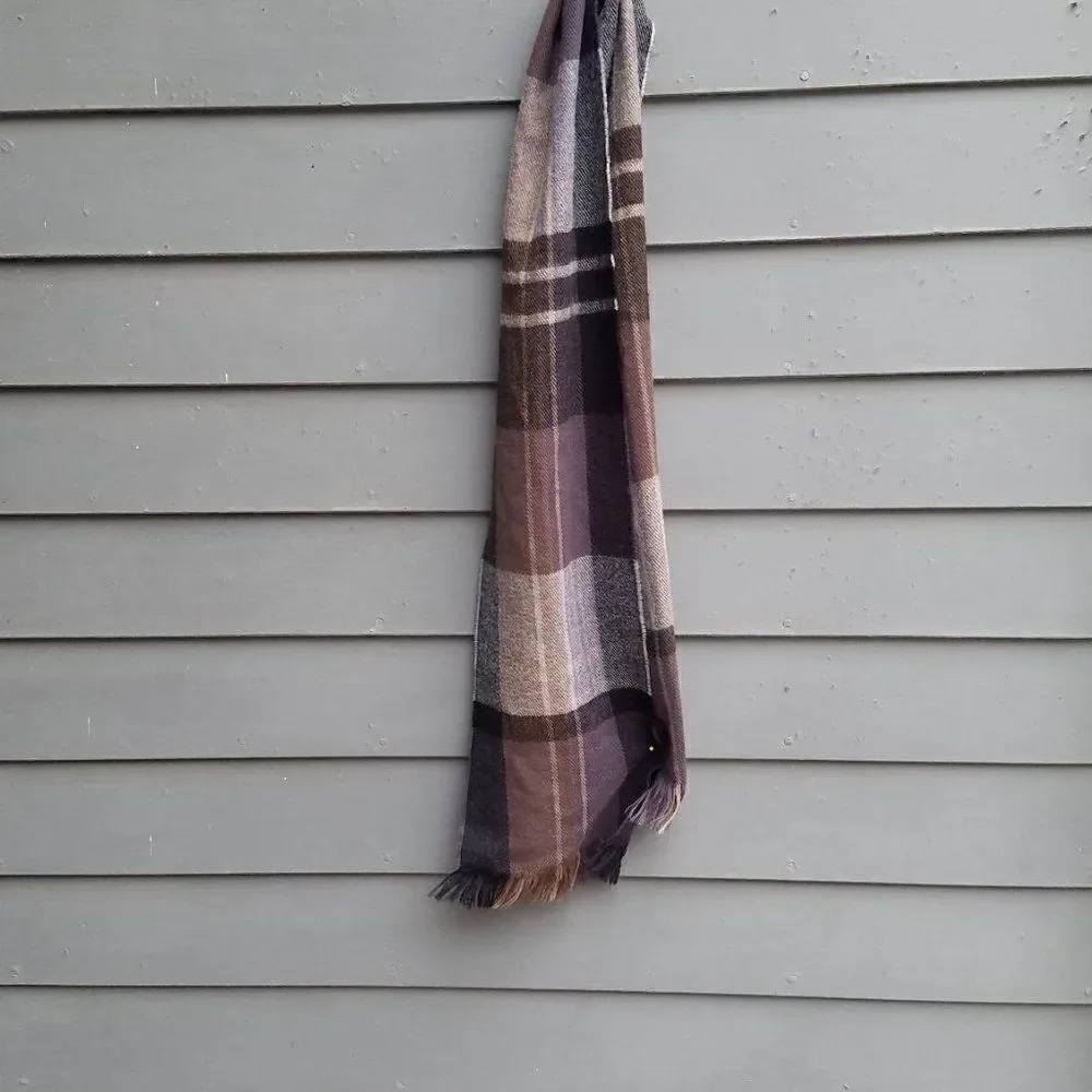 Brown Plaid Acrylic Scarf  9